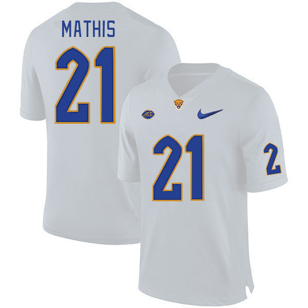 Pitt Panthers #21 Damarri Mathis College Football Jerseys Stitched Sale-White